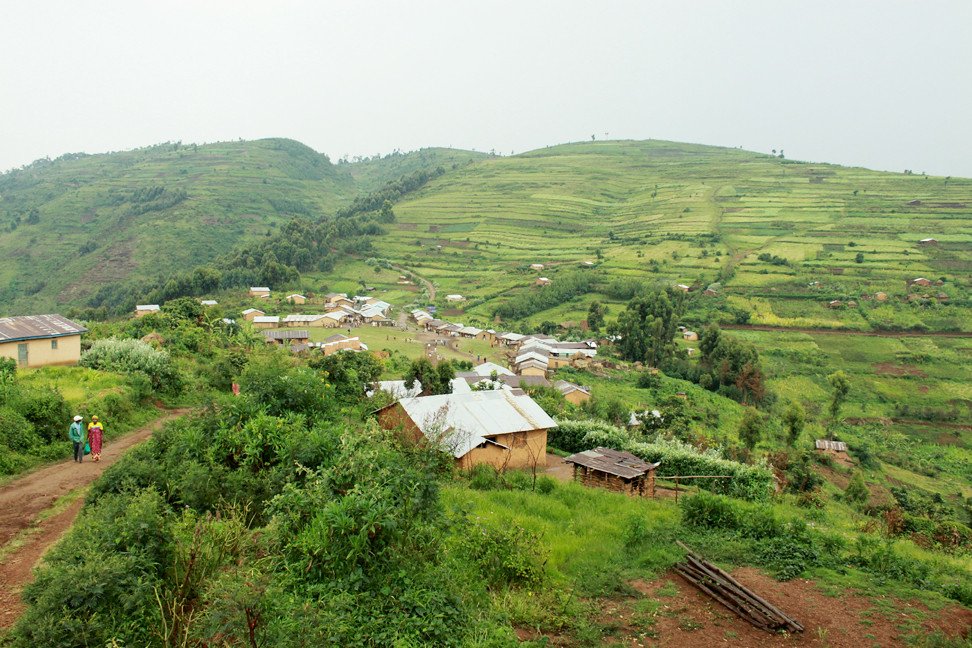A hillside view of Kyebe in the Masaka District, Uganda